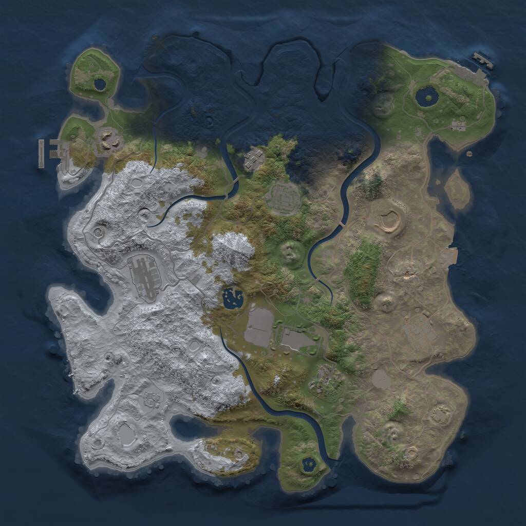 Rust Map: Procedural Map, Size: 3650, Seed: 855014, 15 Monuments