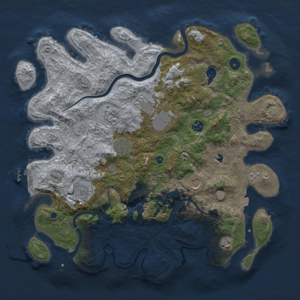 Rust Map: Procedural Map, Size: 4000, Seed: 899970417, 13 Monuments