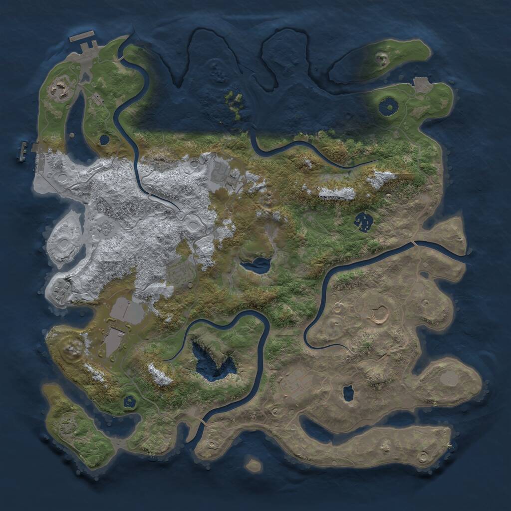 Rust Map: Procedural Map, Size: 4100, Seed: 82585544, 14 Monuments