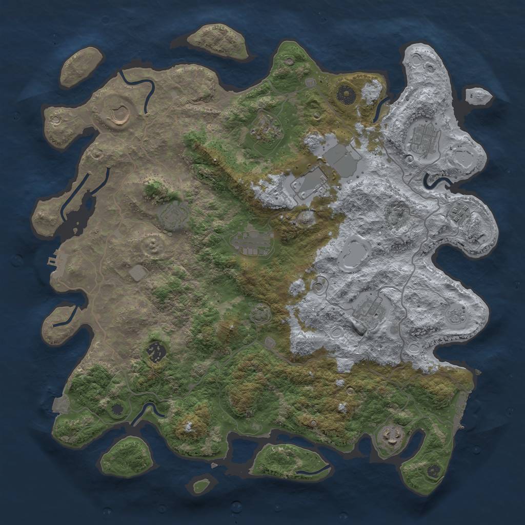 Rust Map: Procedural Map, Size: 4100, Seed: 78891728, 18 Monuments