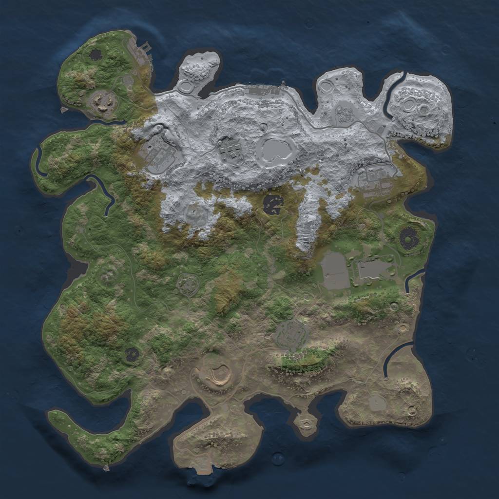Rust Map: Procedural Map, Size: 3550, Seed: 90836317, 15 Monuments