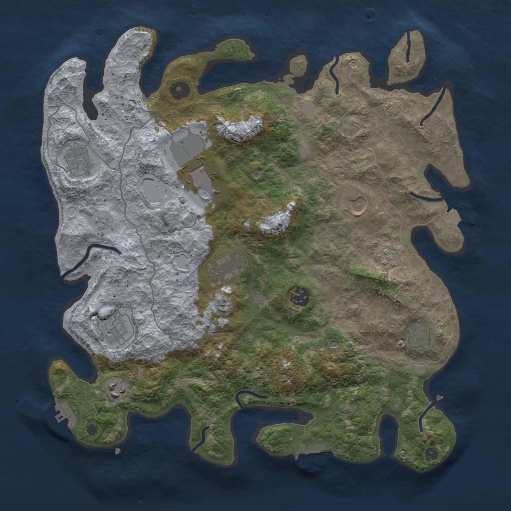 Rust Map: Procedural Map, Size: 4000, Seed: 76399507, 17 Monuments