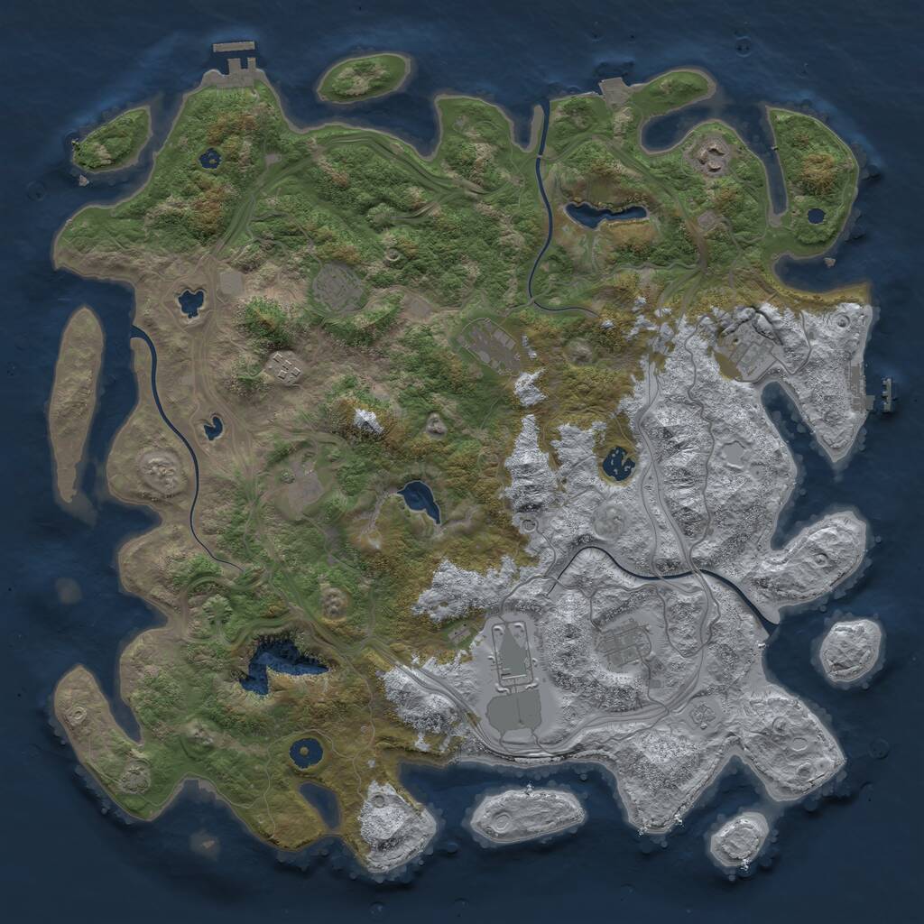 Rust Map: Procedural Map, Size: 4500, Seed: 1127002295, 15 Monuments
