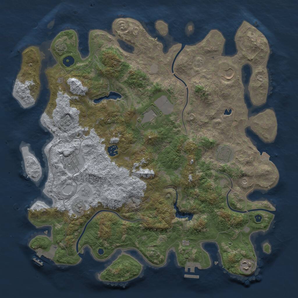 Rust Map: Procedural Map, Size: 4100, Seed: 80561256, 13 Monuments