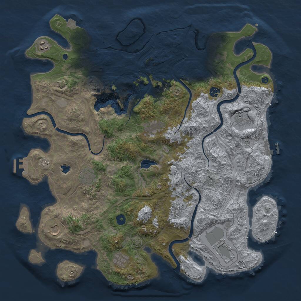 Rust Map: Procedural Map, Size: 4400, Seed: 77981512, 16 Monuments