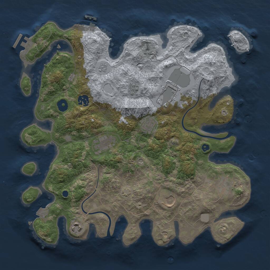 Rust Map: Procedural Map, Size: 3550, Seed: 31970080, 14 Monuments