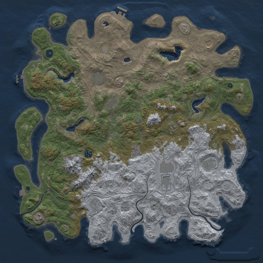 Rust Map: Procedural Map, Size: 5000, Seed: 1923676749, 17 Monuments
