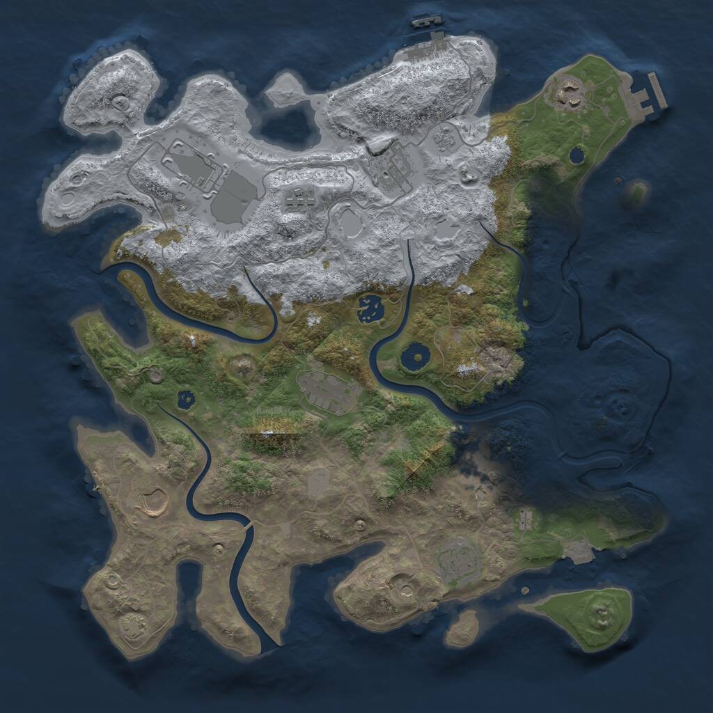 Rust Map: Procedural Map, Size: 3800, Seed: 48491078, 15 Monuments