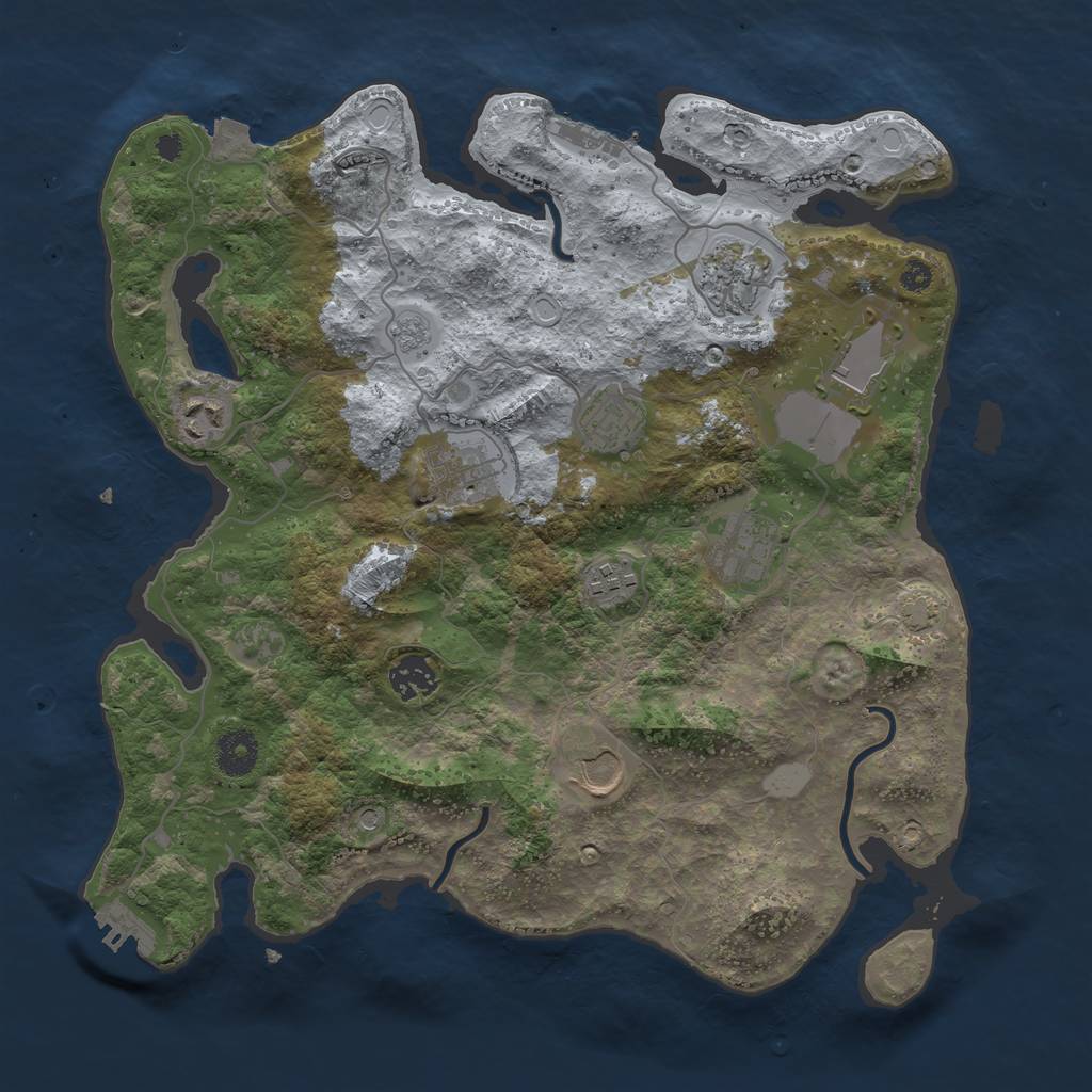 Rust Map: Procedural Map, Size: 3600, Seed: 86652095, 17 Monuments