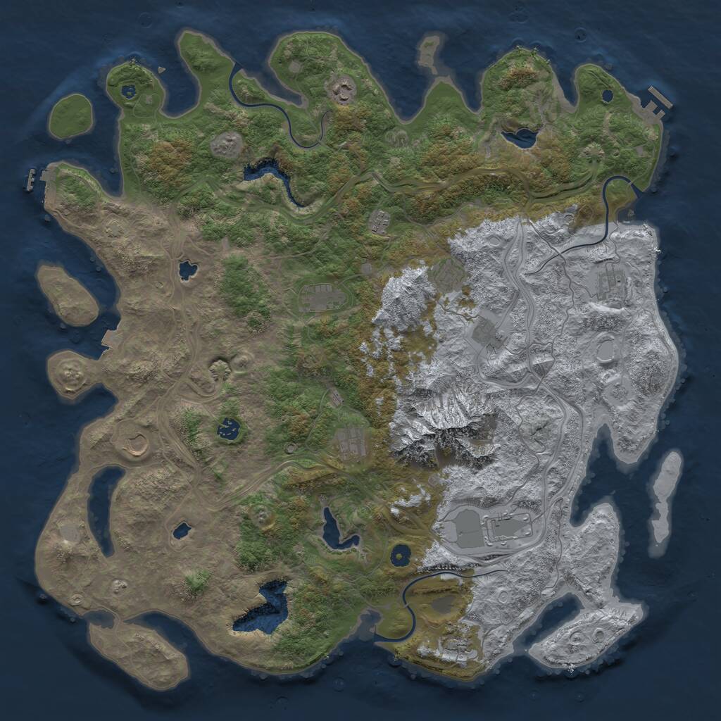 Rust Map: Procedural Map, Size: 5000, Seed: 52236642, 17 Monuments
