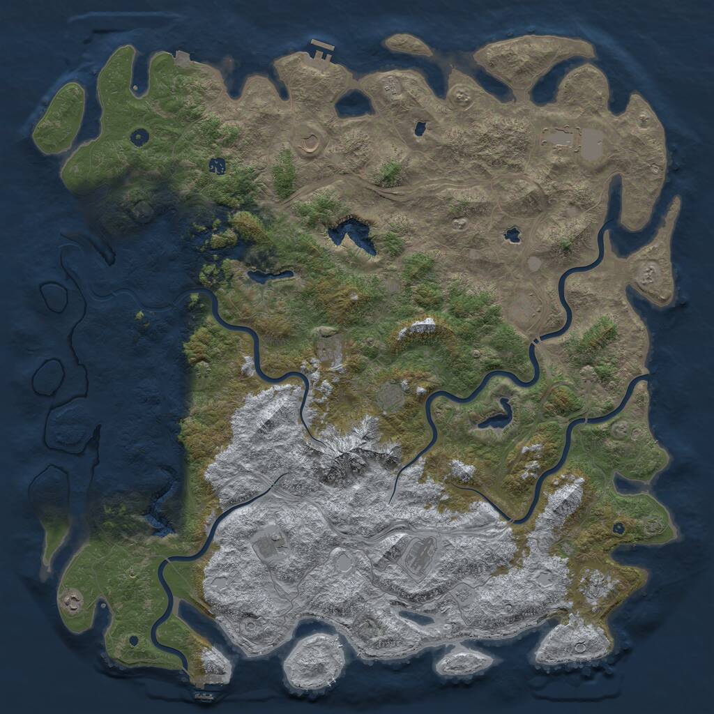 Rust Map: Procedural Map, Size: 6000, Seed: 594644, 17 Monuments