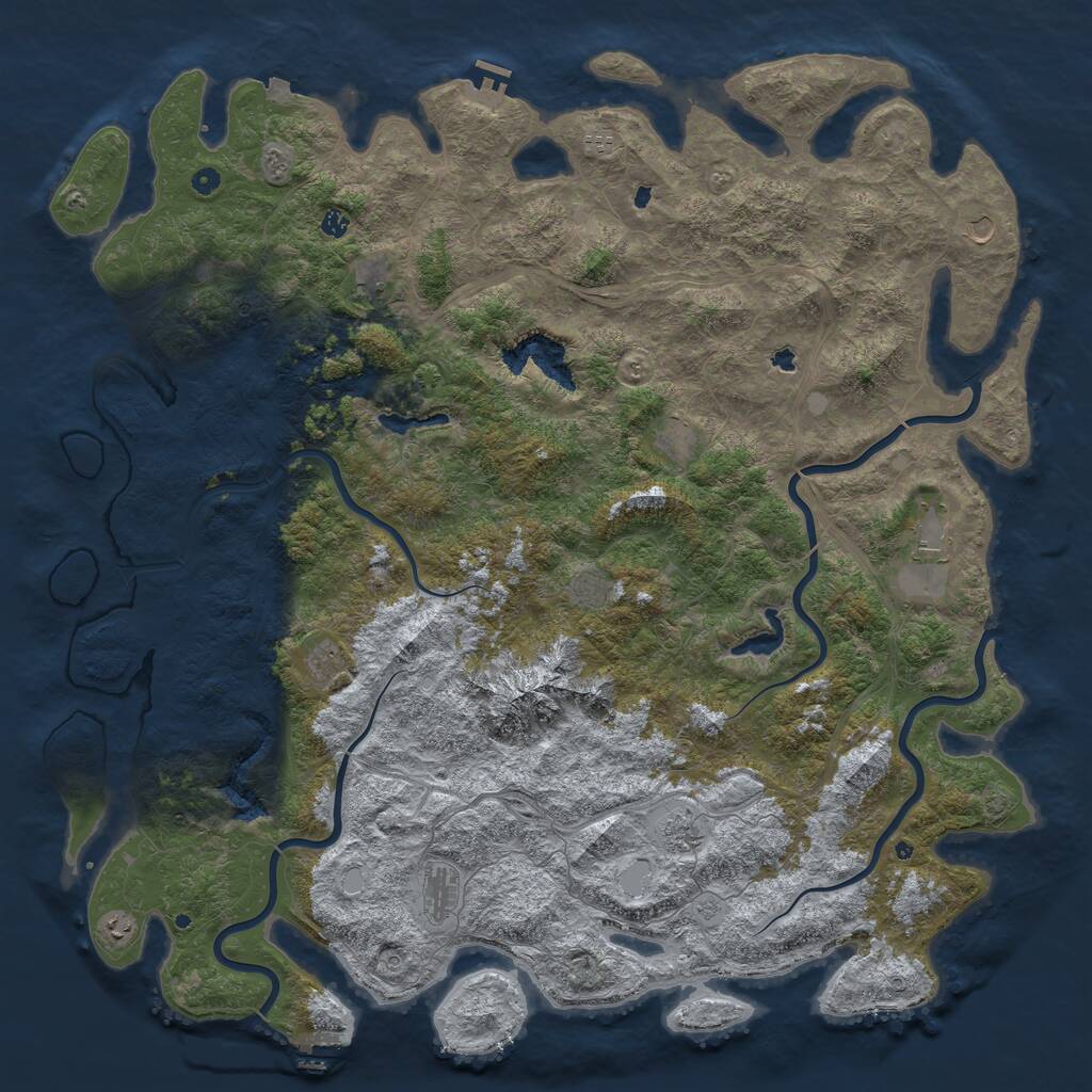 Rust Map: Procedural Map, Size: 6000, Seed: 594644, 17 Monuments