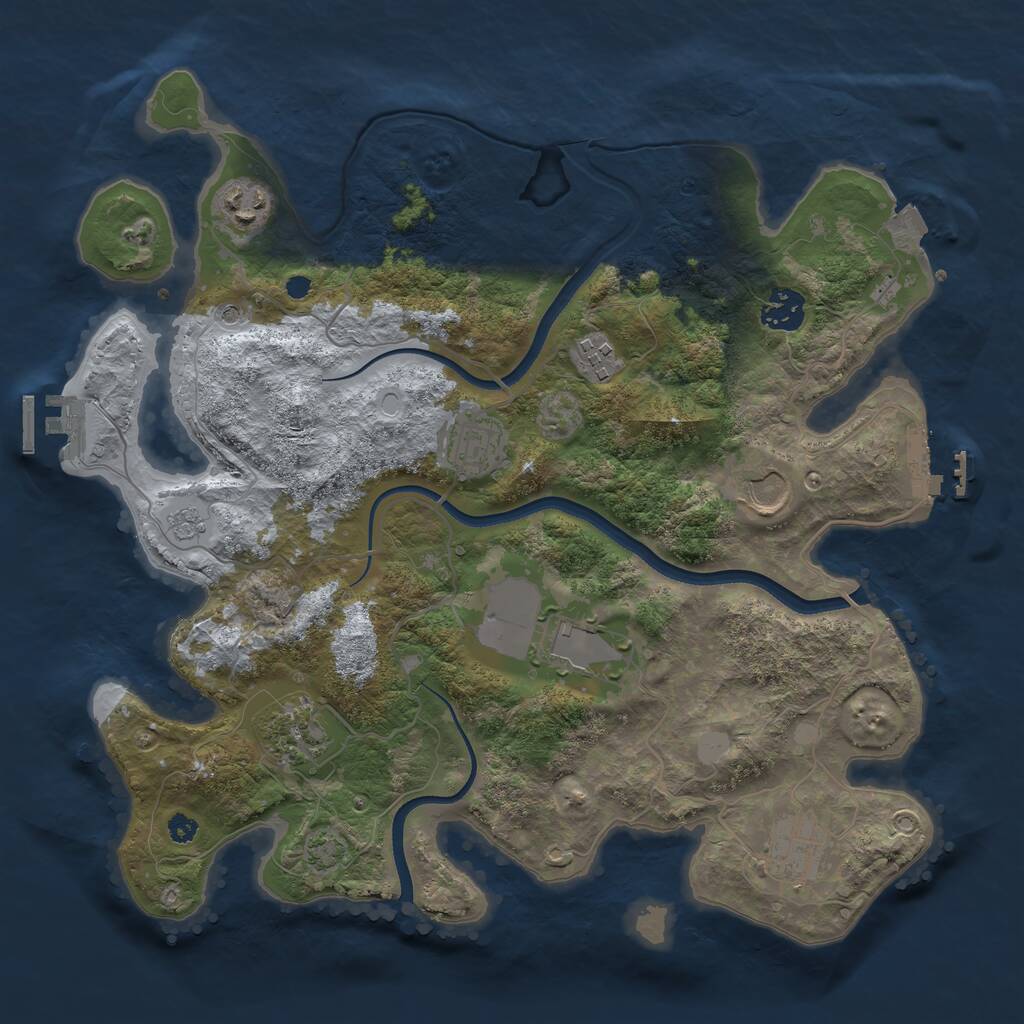 Rust Map: Procedural Map, Size: 3500, Seed: 35005, 14 Monuments