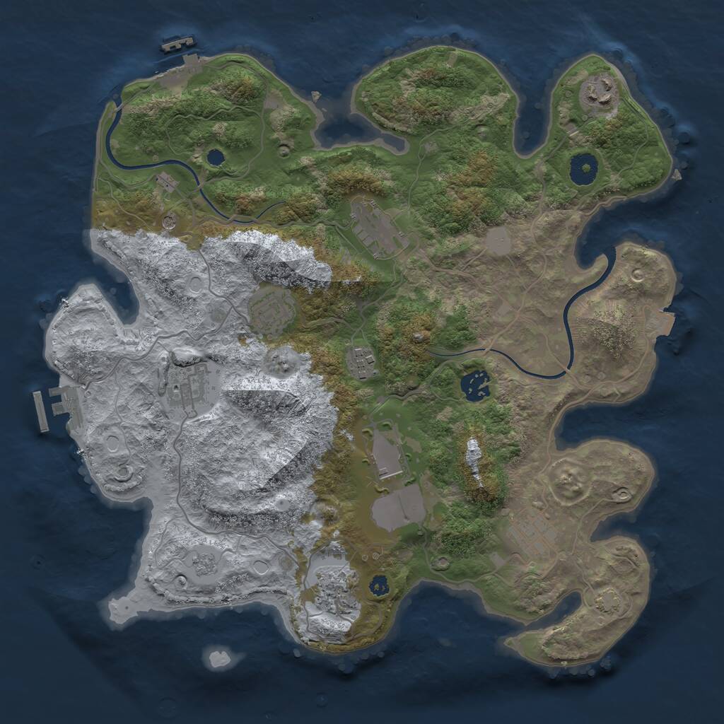 Rust Map: Procedural Map, Size: 3550, Seed: 62177489, 15 Monuments