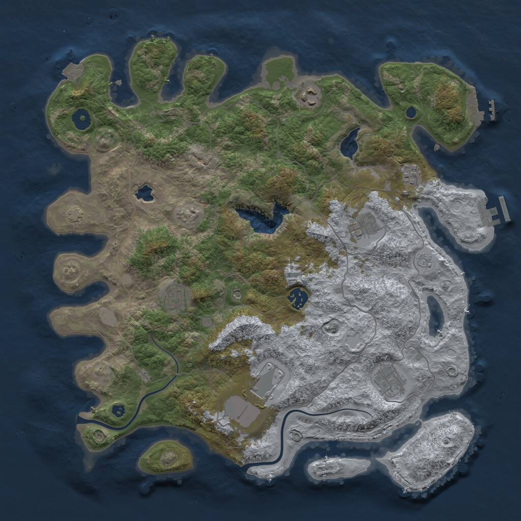 Rust Map: Procedural Map, Size: 4000, Seed: 1245941711, 13 Monuments