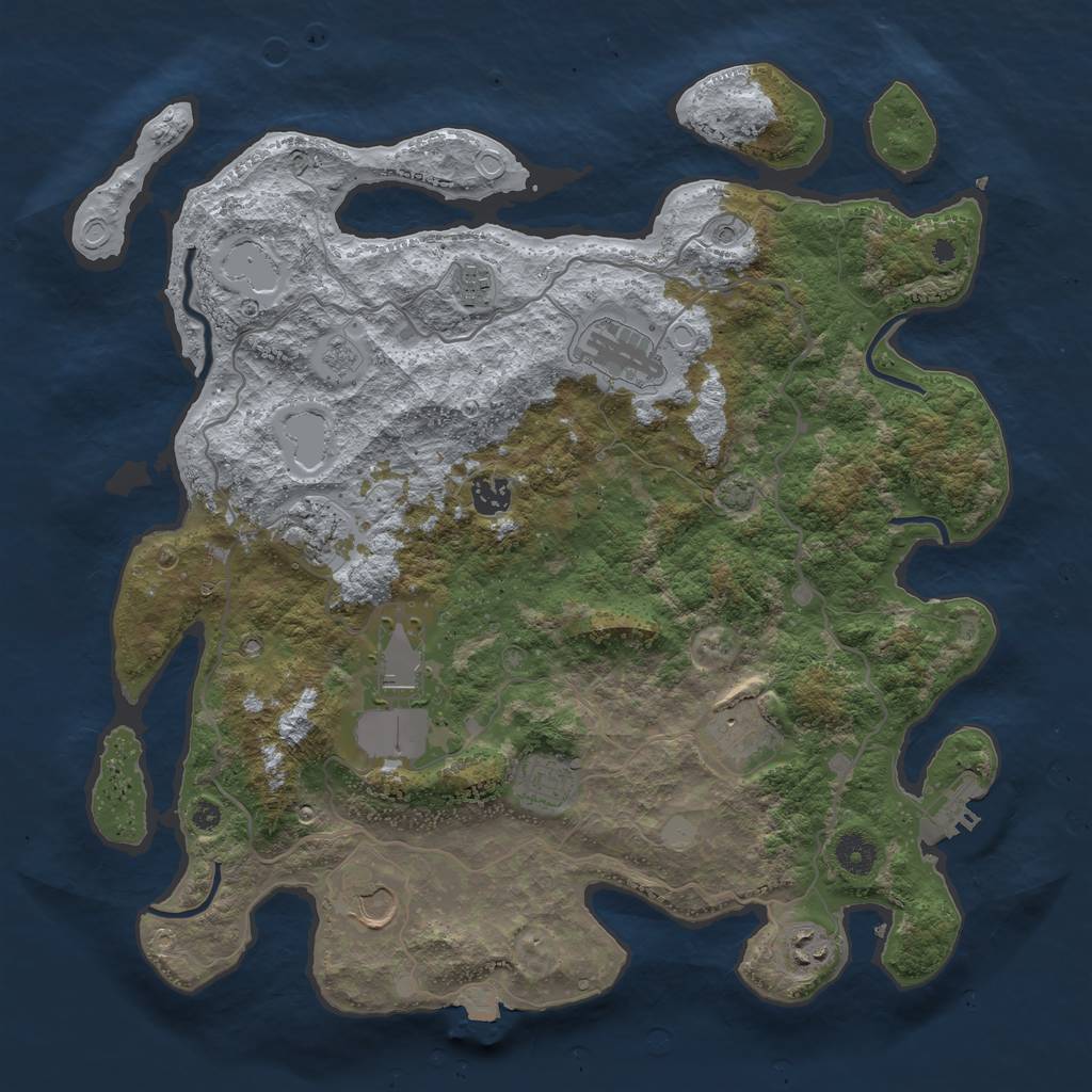 Rust Map: Procedural Map, Size: 4000, Seed: 105659329, 16 Monuments