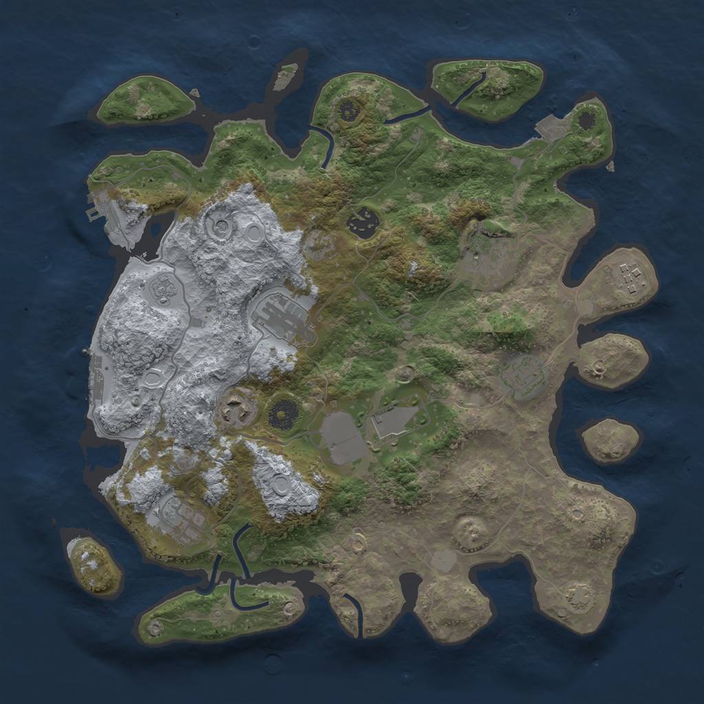 Rust Map: Procedural Map, Size: 3500, Seed: 35010, 16 Monuments