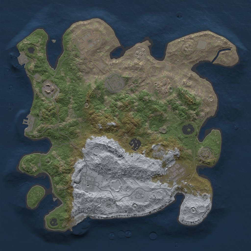 Rust Map: Procedural Map, Size: 3250, Seed: 1421688274, 16 Monuments