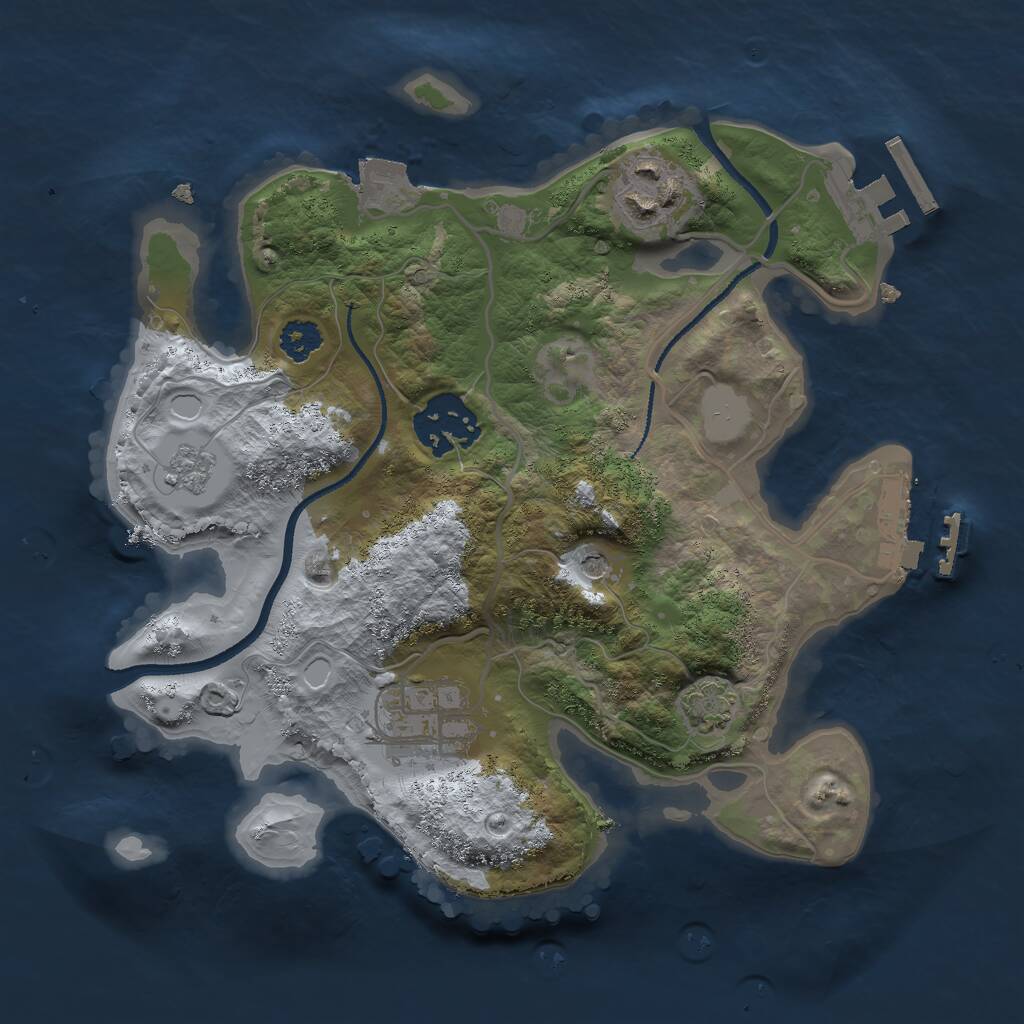 Rust Map: Procedural Map, Size: 2500, Seed: 21344264, 9 Monuments