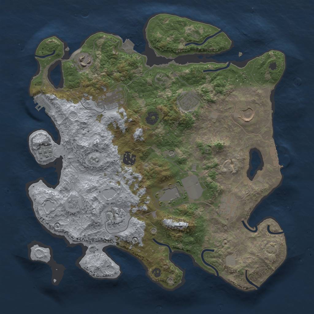 Rust Map: Procedural Map, Size: 3500, Seed: 129895440, 17 Monuments