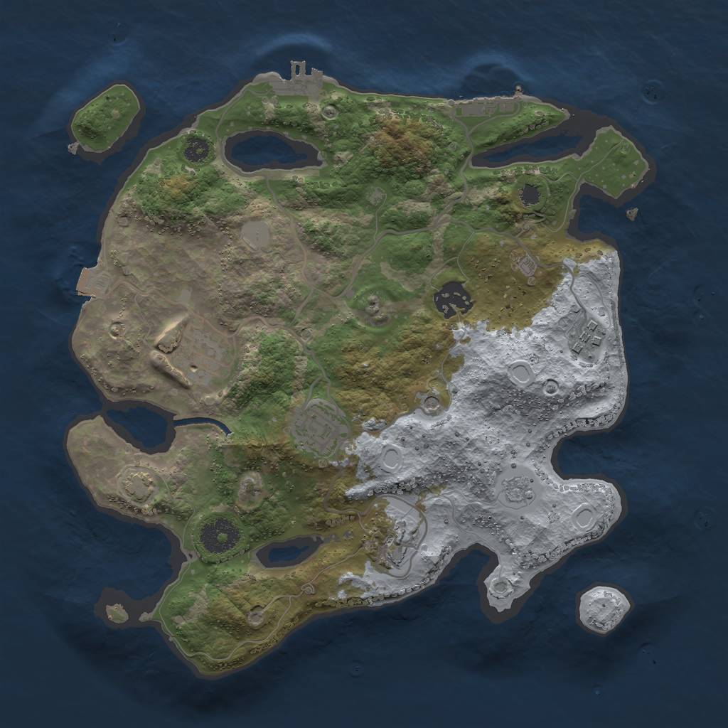 Rust Map: Procedural Map, Size: 3000, Seed: 124684222, 13 Monuments