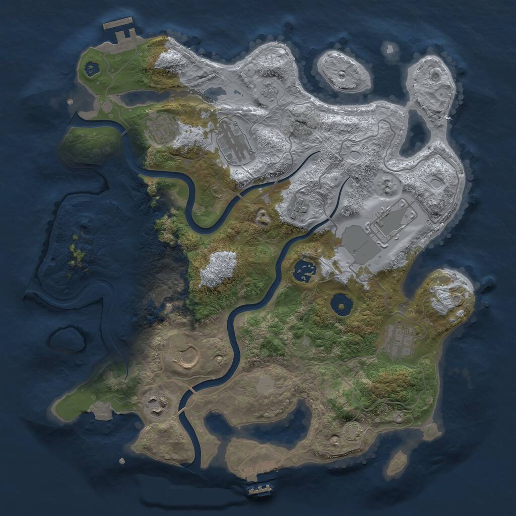 Rust Map: Procedural Map, Size: 3500, Seed: 35009, 14 Monuments