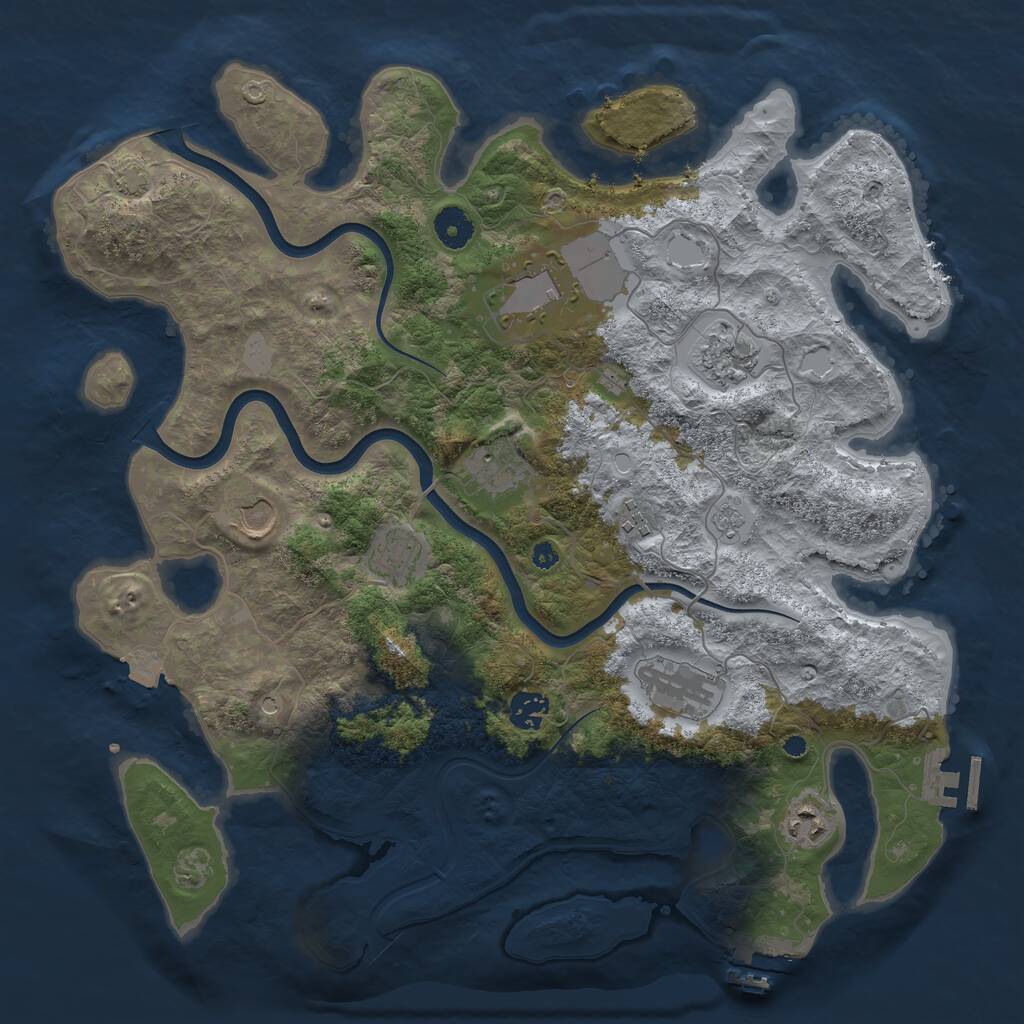 Rust Map: Procedural Map, Size: 3900, Seed: 1733043957, 15 Monuments