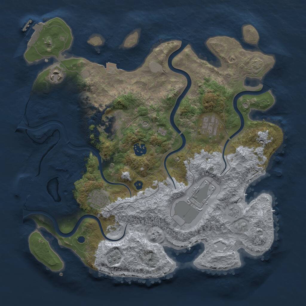 Rust Map: Procedural Map, Size: 3500, Seed: 335825754, 13 Monuments