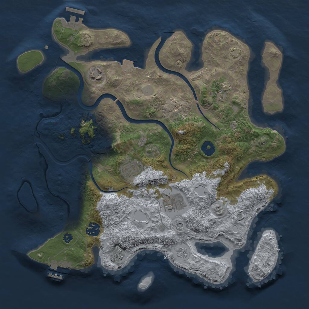 Rust Map: Procedural Map, Size: 3300, Seed: 321699587, 12 Monuments