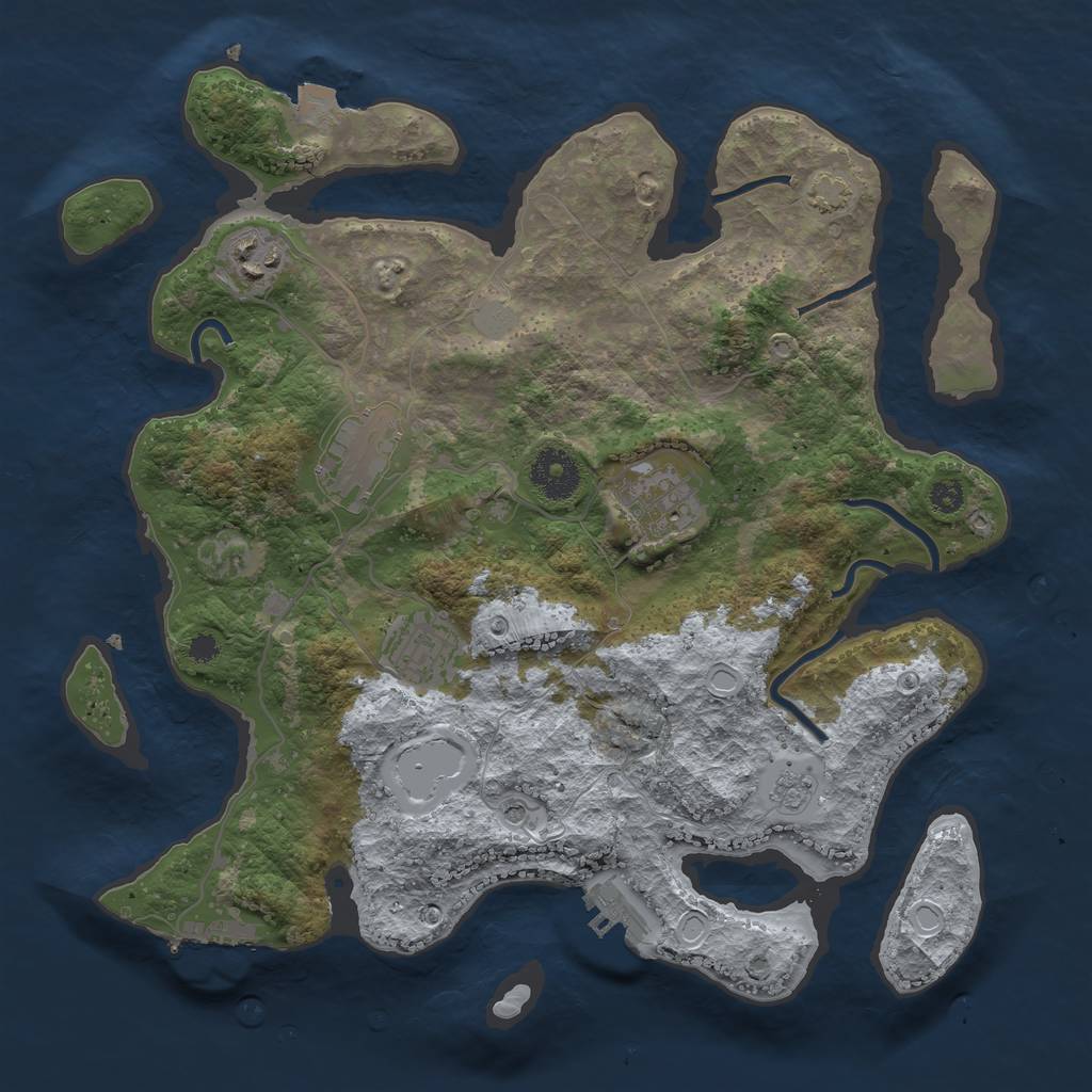 Rust Map: Procedural Map, Size: 3300, Seed: 321699587, 12 Monuments