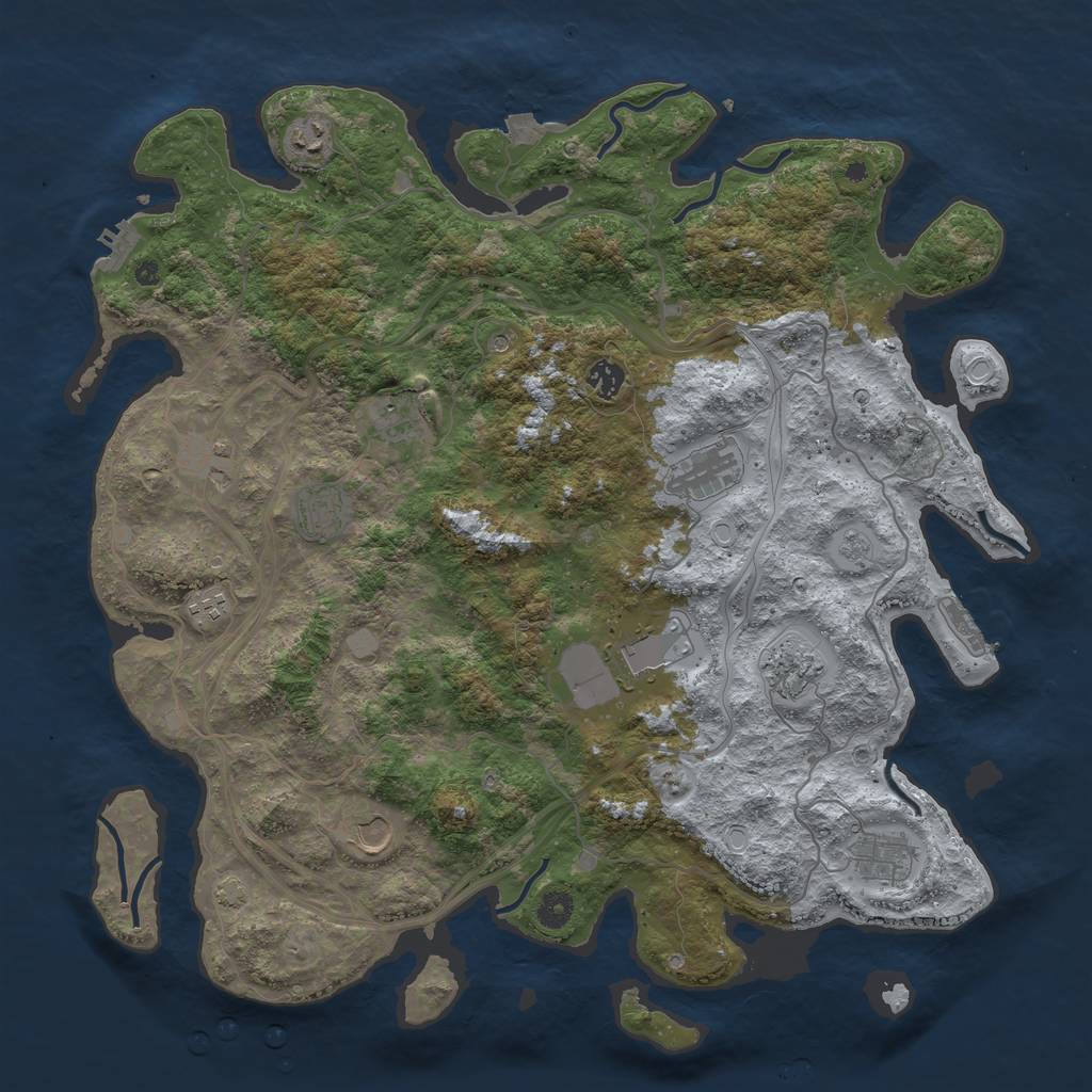 Rust Map: Procedural Map, Size: 4400, Seed: 44887552, 19 Monuments