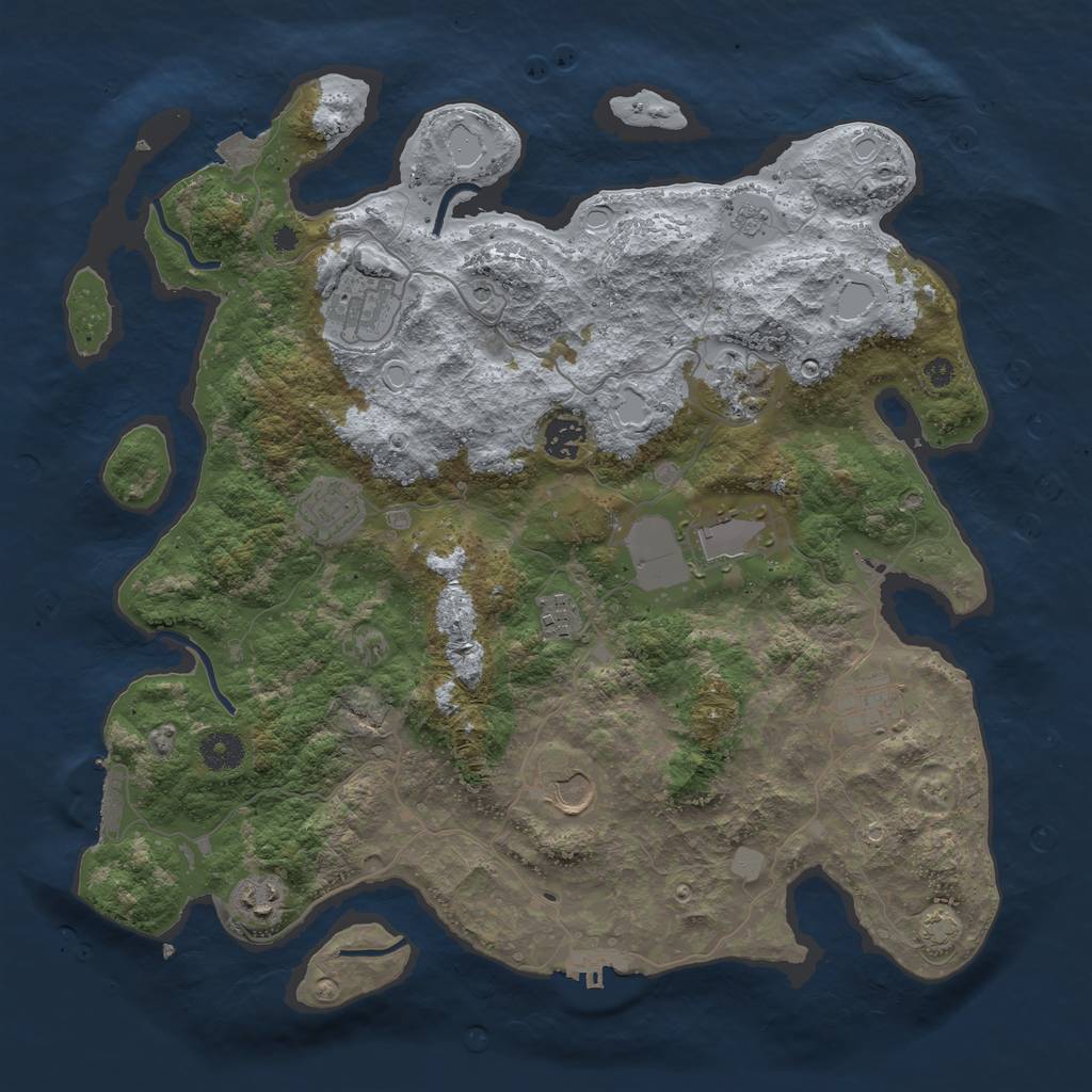 Rust Map: Procedural Map, Size: 3900, Seed: 70691138, 17 Monuments
