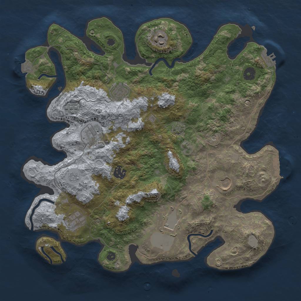 Rust Map: Procedural Map, Size: 3550, Seed: 65852582, 16 Monuments