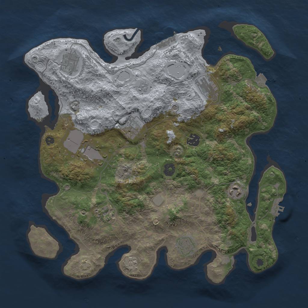 Rust Map: Procedural Map, Size: 3600, Seed: 4685567, 17 Monuments