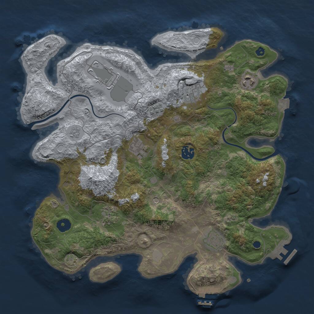 Rust Map: Procedural Map, Size: 3500, Seed: 1709661887, 14 Monuments