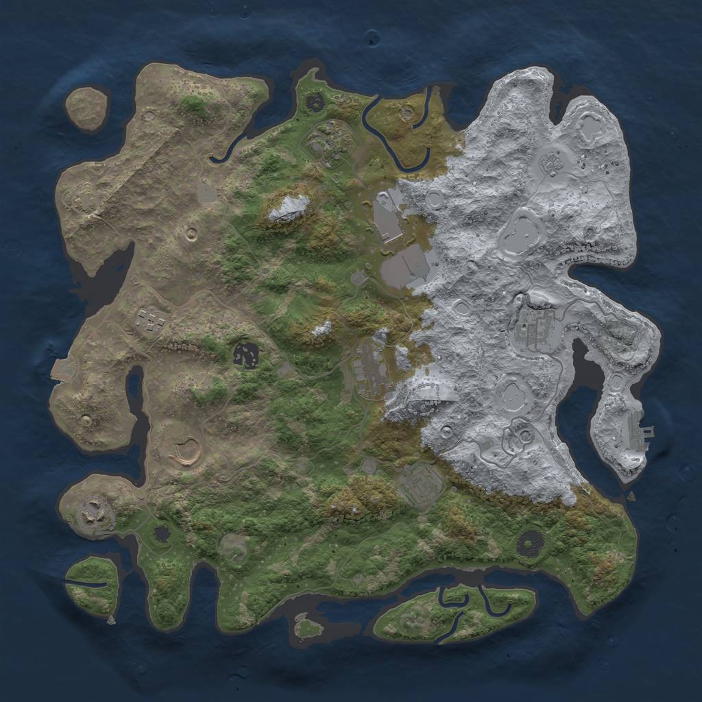 Rust Map: Procedural Map, Size: 3850, Seed: 66361862, 16 Monuments
