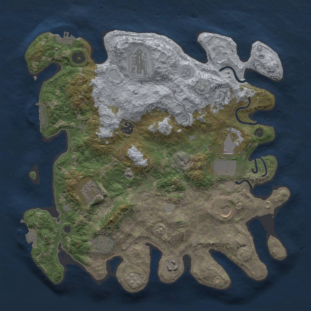 Rust Map: Procedural Map, Size: 3700, Seed: 25433430, 17 Monuments