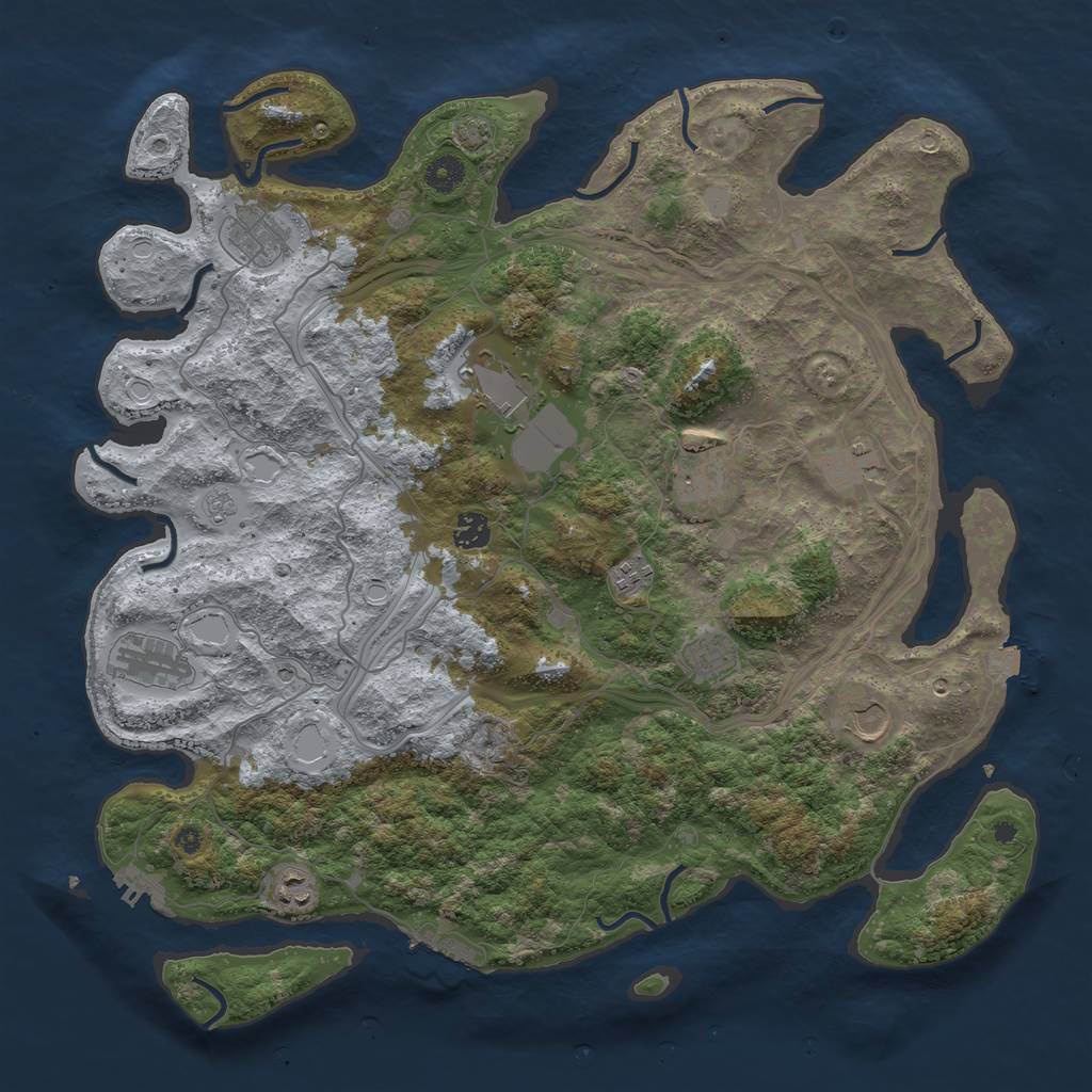 Rust Map: Procedural Map, Size: 4300, Seed: 25031165, 18 Monuments
