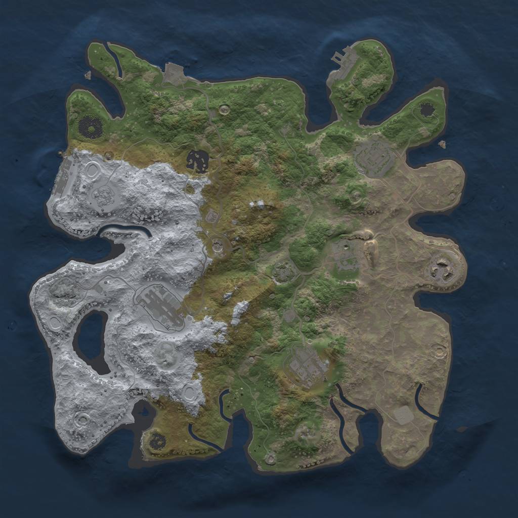 Rust Map: Procedural Map, Size: 3250, Seed: 30005, 14 Monuments