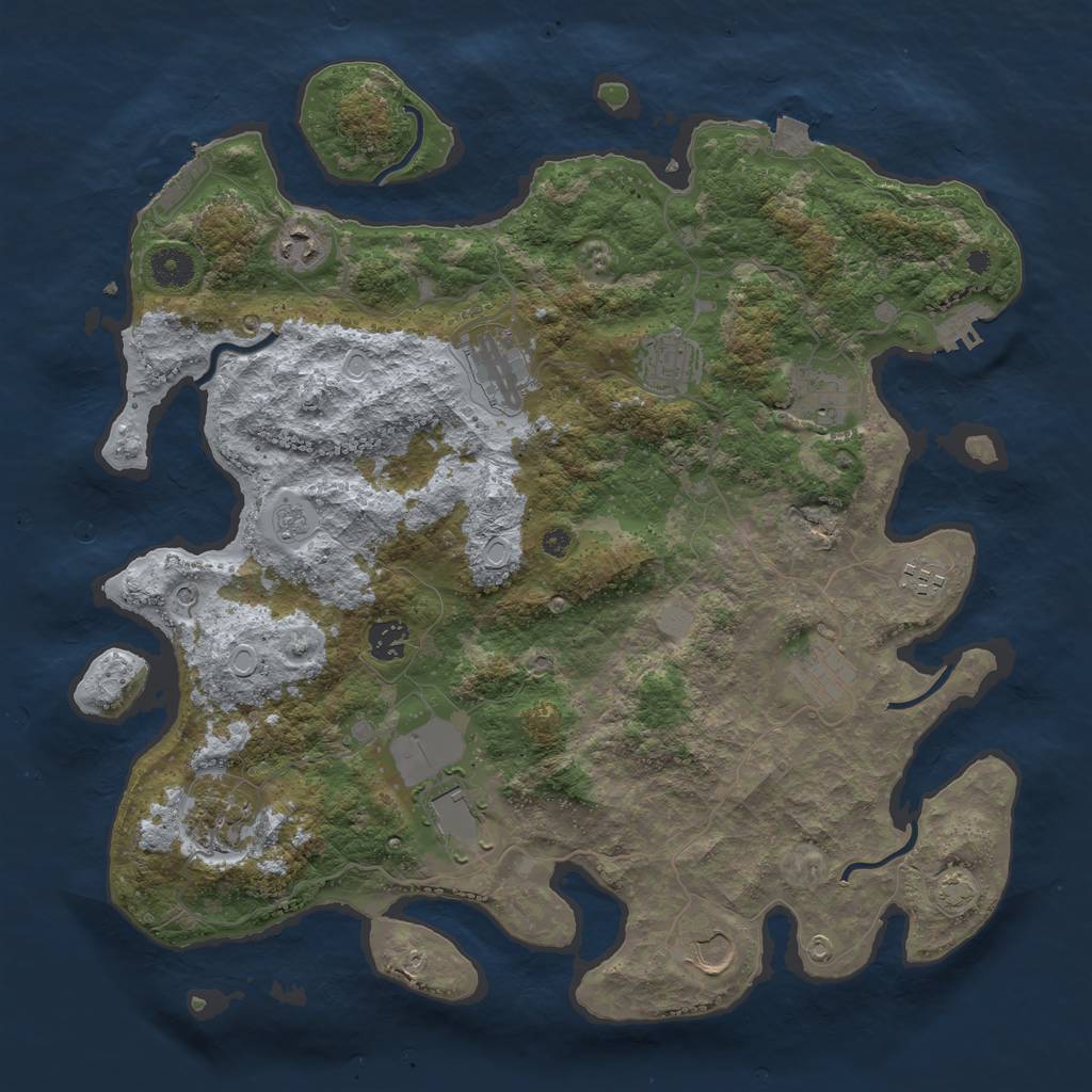 Rust Map: Procedural Map, Size: 3950, Seed: 99017263, 18 Monuments