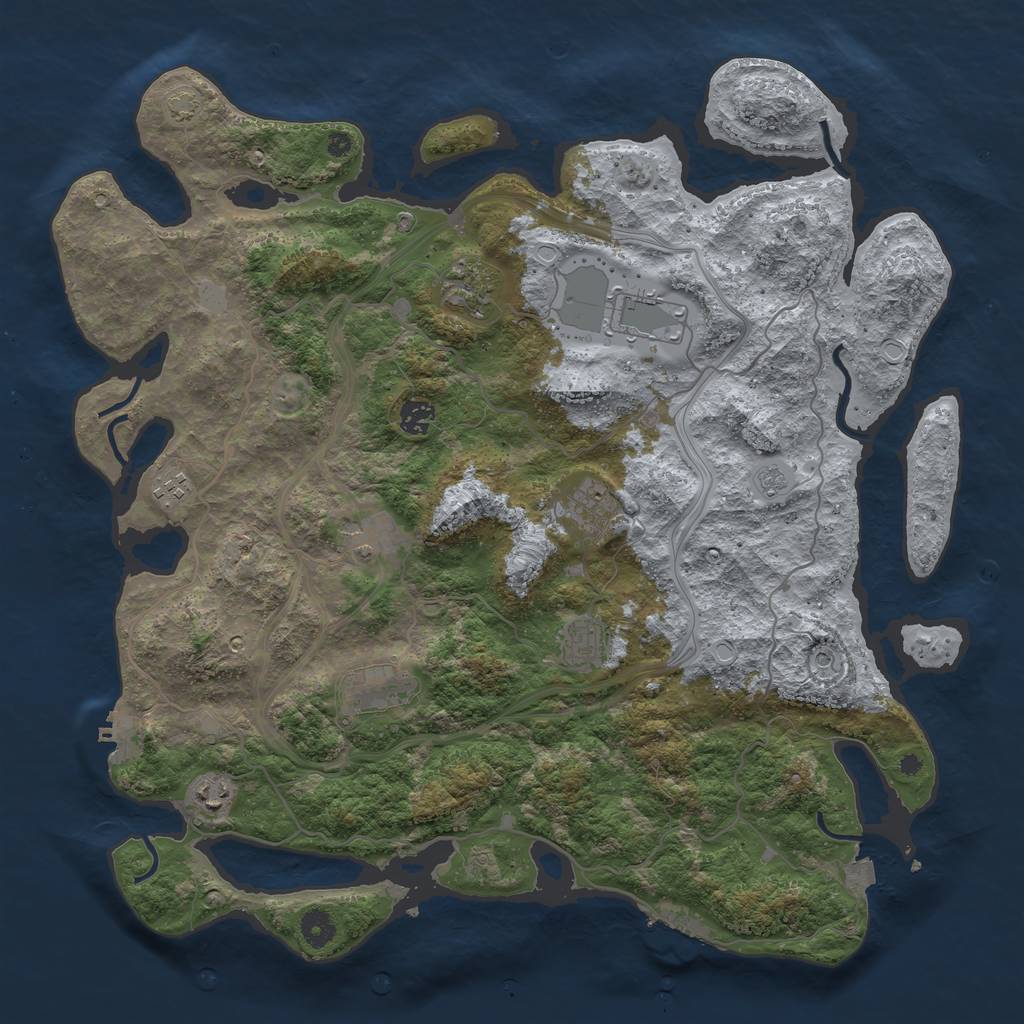 Rust Map: Procedural Map, Size: 4300, Seed: 59511912, 17 Monuments