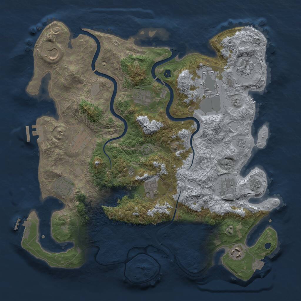 Rust Map: Procedural Map, Size: 3850, Seed: 78503255, 16 Monuments