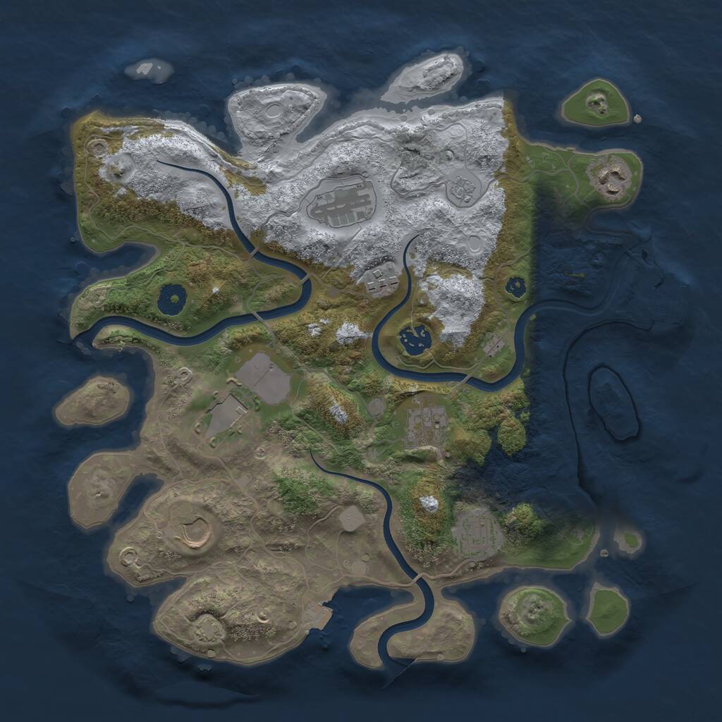 Rust Map: Procedural Map, Size: 3550, Seed: 71381861, 12 Monuments