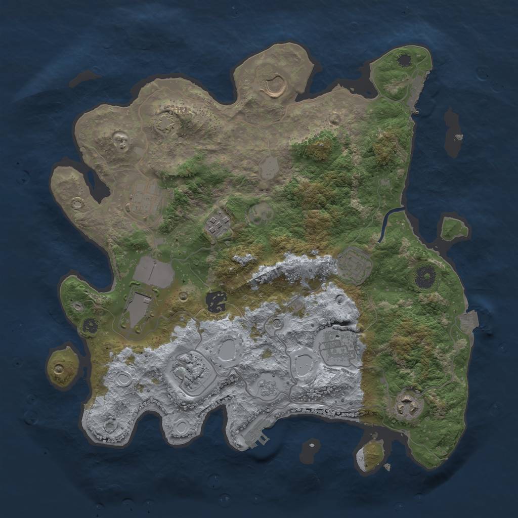 Rust Map: Procedural Map, Size: 3500, Seed: 121315428, 17 Monuments