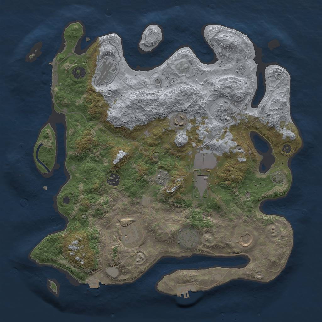 Rust Map: Procedural Map, Size: 3700, Seed: 41402579, 17 Monuments