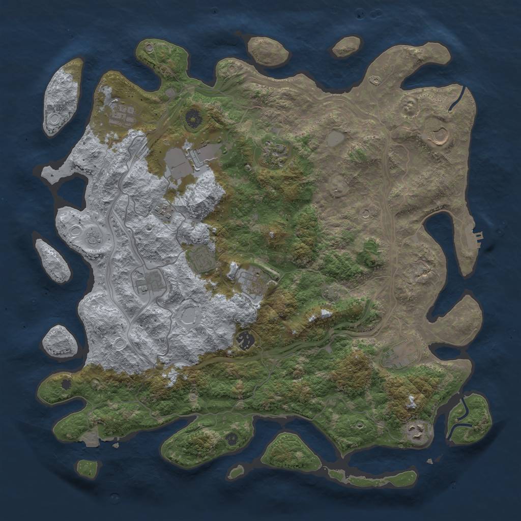 Rust Map: Procedural Map, Size: 4400, Seed: 93486228, 18 Monuments