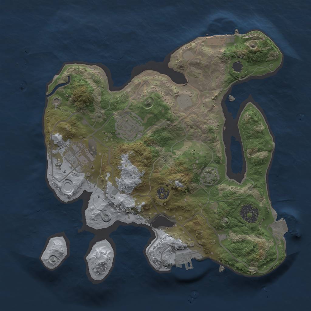 Rust Map: Procedural Map, Size: 2500, Seed: 16593014, 8 Monuments