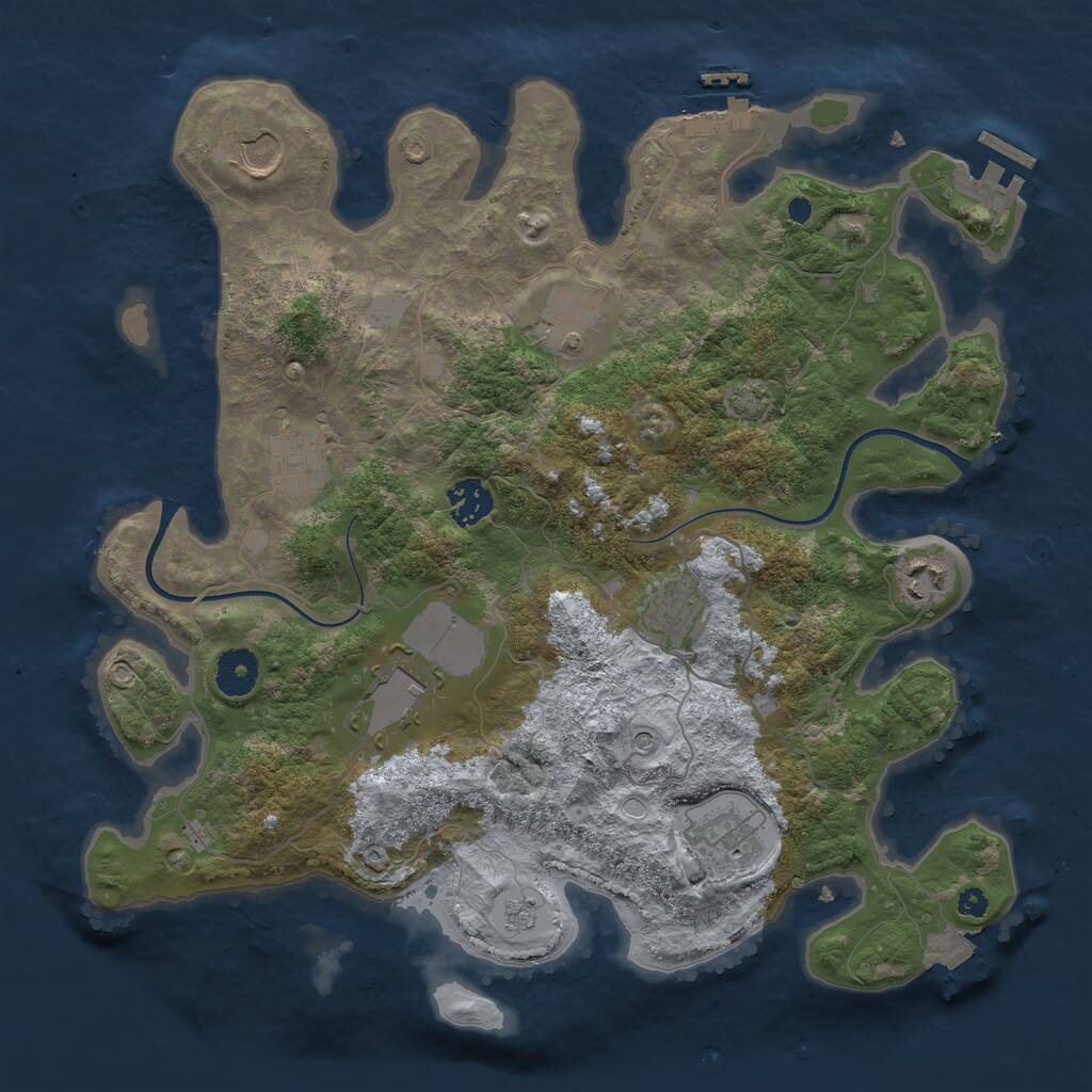 Rust Map: Procedural Map, Size: 3600, Seed: 93521550, 14 Monuments