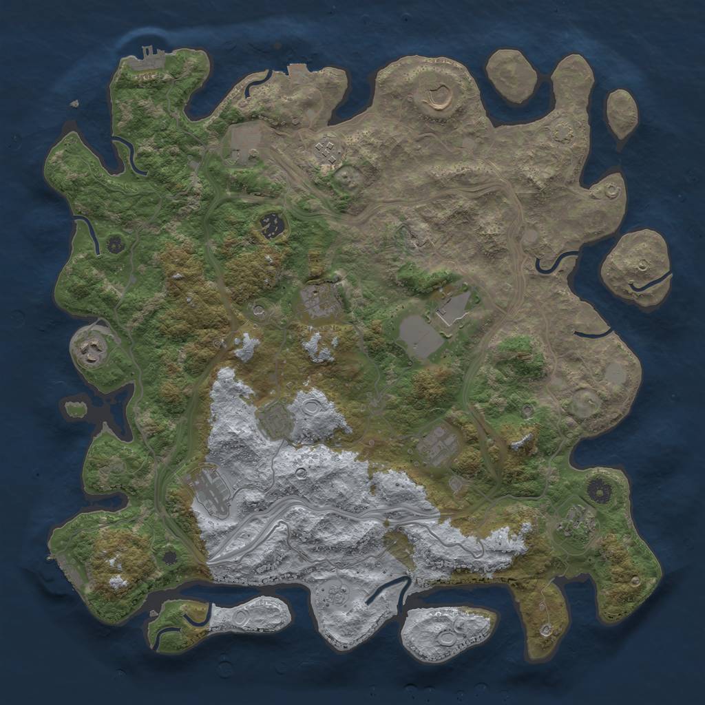 Rust Map: Procedural Map, Size: 4250, Seed: 1646133966, 19 Monuments