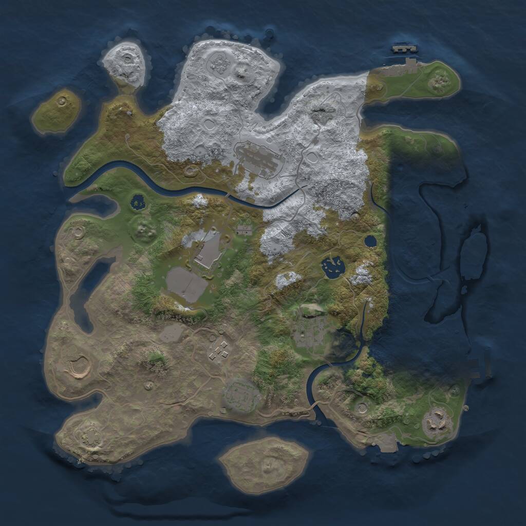 Rust Map: Procedural Map, Size: 3500, Seed: 503817066, 14 Monuments